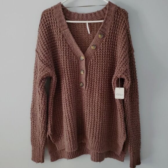 Free People Whistle Thermal Henley Brownstone Combo Size S - Picture 2 of 6